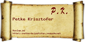 Petke Krisztofer névjegykártya